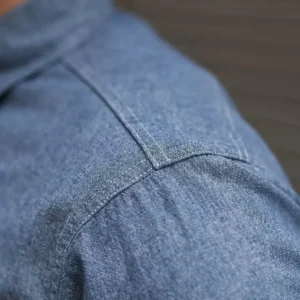 Classic Chambray Shirt Spring Men's Two-Pocket Workshirt Light Blue